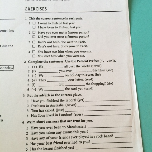 Was were short answers exercises