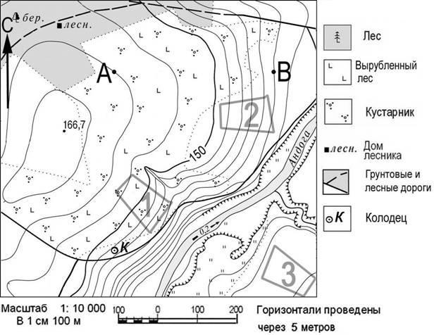 Карта для определения высоты местности и профиля высот с учетом кривизны земли