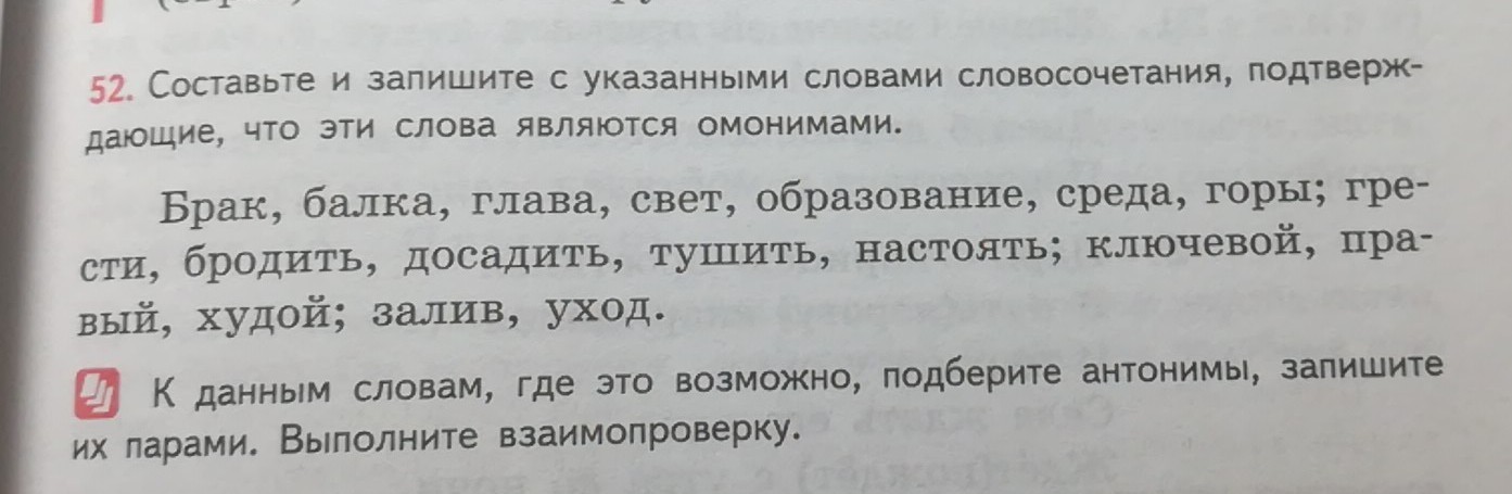 Составить предложения с омонимами