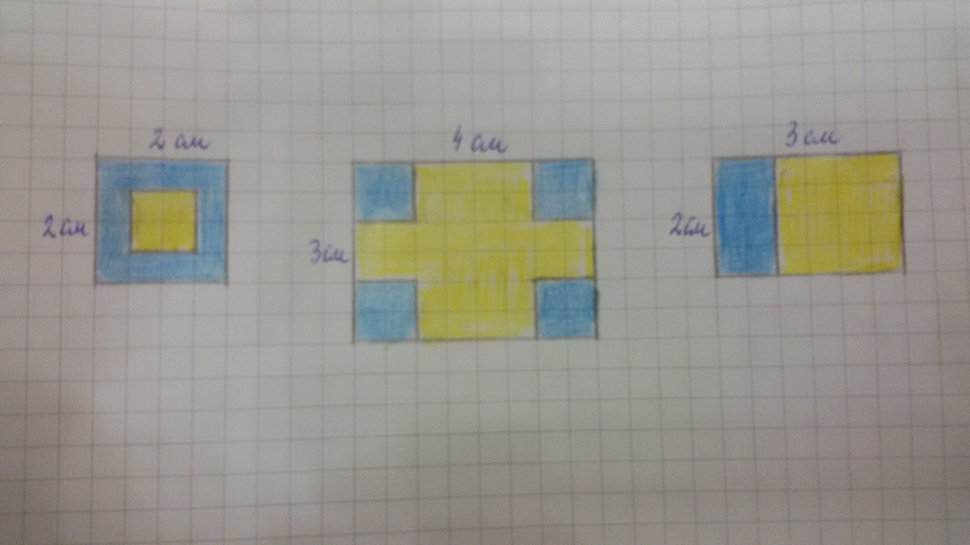 Вычислите площадь каждой фигуры изображенной на рисунке сторона большого квадрата 4 см