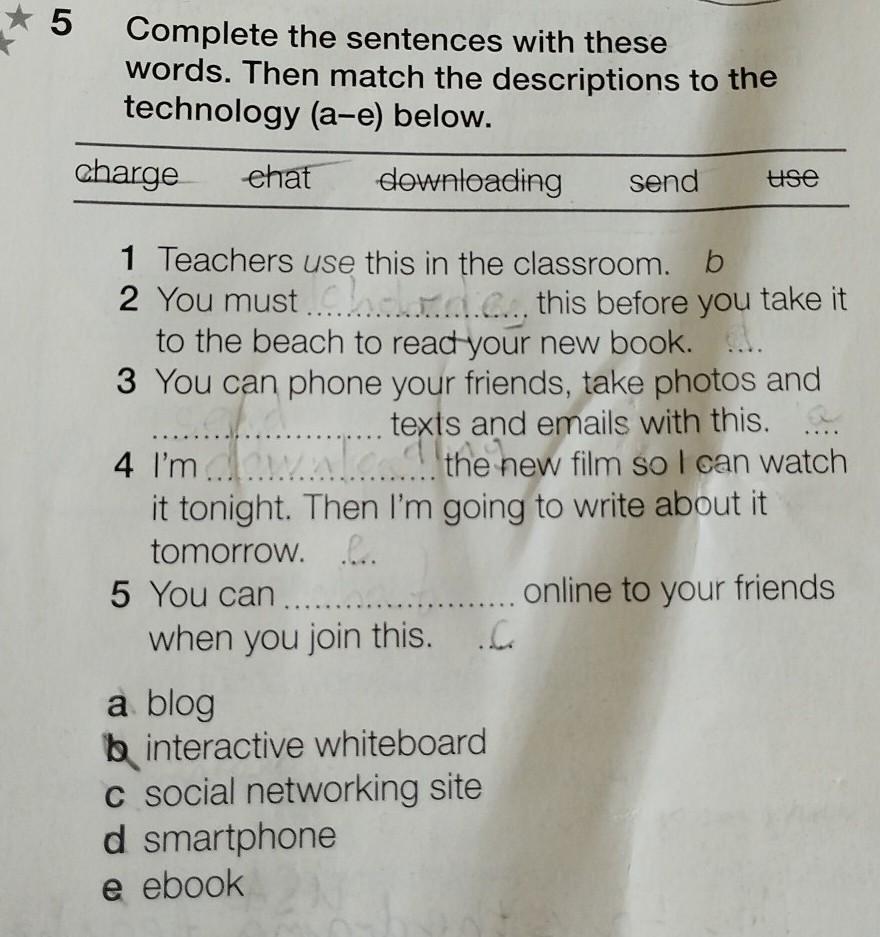 Match the descriptions to the answers