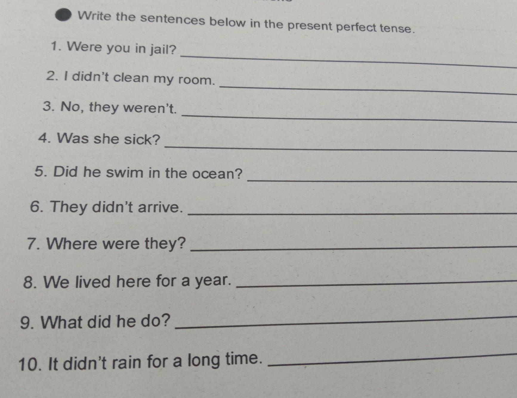 Write questions in the present perfect. Write questions in the present perfect