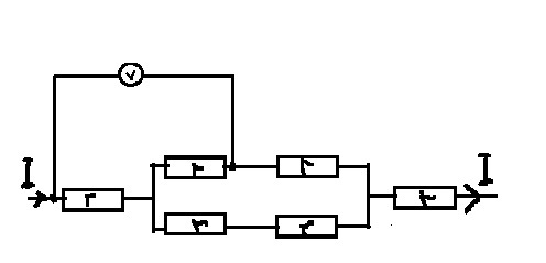 Пять одинаковых резисторов с сопротивлением 4 ом соединены в электрическую цепь схема которой