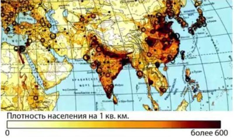 Карта густонаселенности россии