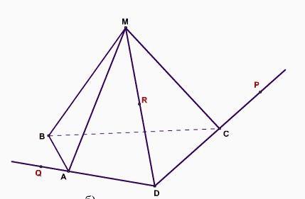 Через точки p и q прямой pq. Пирамида MABCD. Построение пирамиды рисунок. Построение пирамиды по клеткам. Построить сечение пирамиды плоскостью проходящей через точки м р и к.