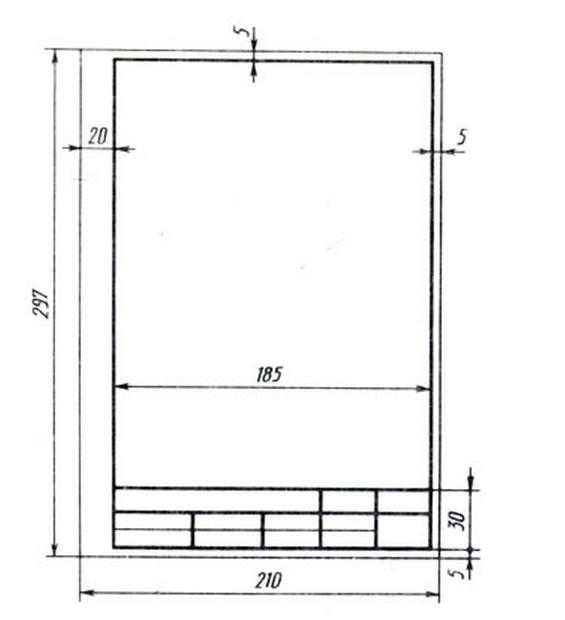 Размеры таблицы на чертеже а4