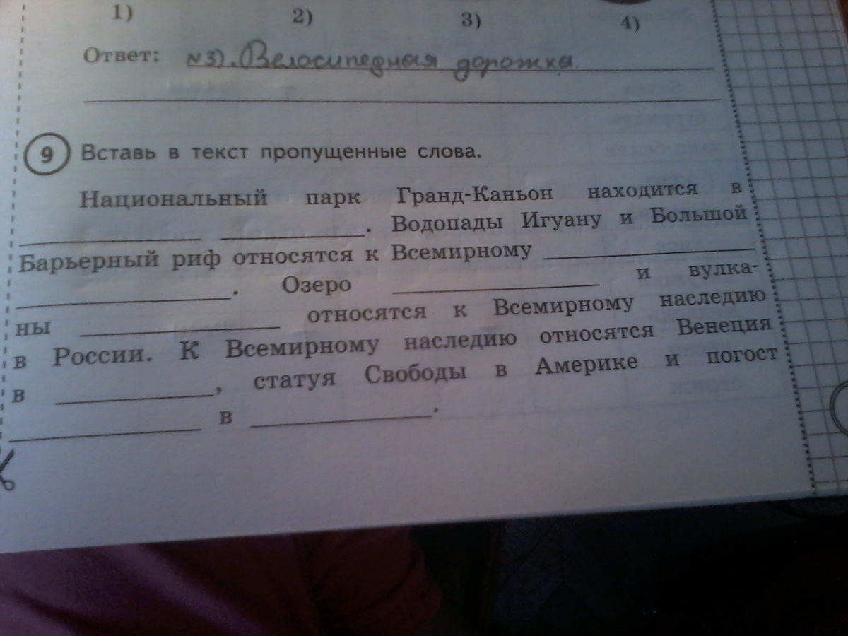 Посмотри картинку и вставь пропущенные слова в тексте в соответствии с иллюстрацией