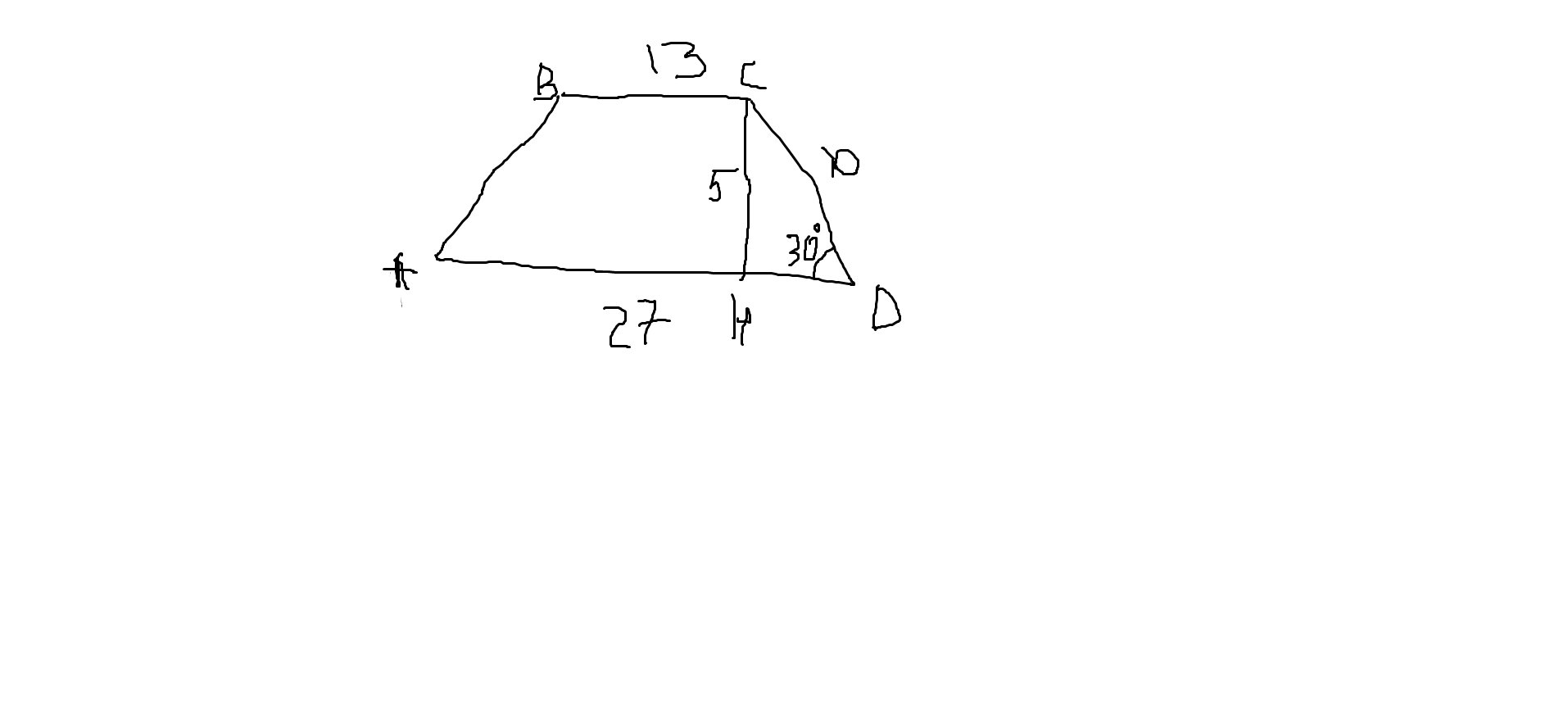 Треугольник abc трапеция de. Площадь трапеции с углом 30 градусов. Вычислите площадь трапеции с основанием ad и BC, если BC=13, ad=27. Вычислите площадь трапеции с основаниями 13см ад 27см. Вычислите площадь трапеции с основаниями ad и BC если BC 13.