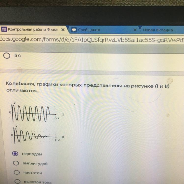 Колебания графики которых представлены на рисунке i и ii отличаются периодом амплитудой