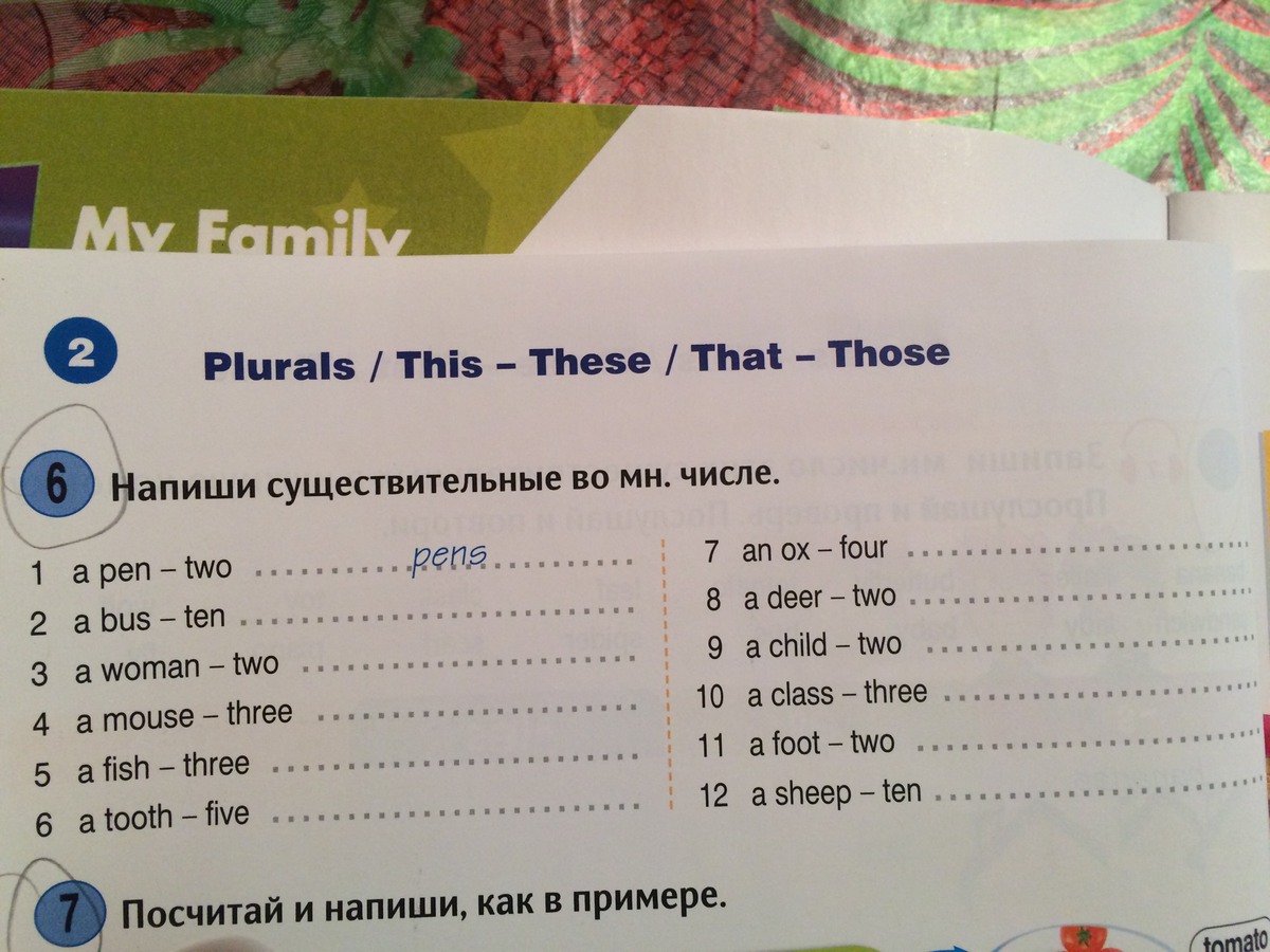 Напиши существительные во множественном числе как это показано в образце английский язык 3 класс