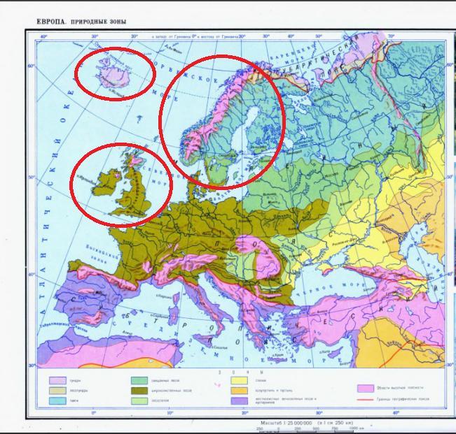 Карта природных зон зарубежной европы