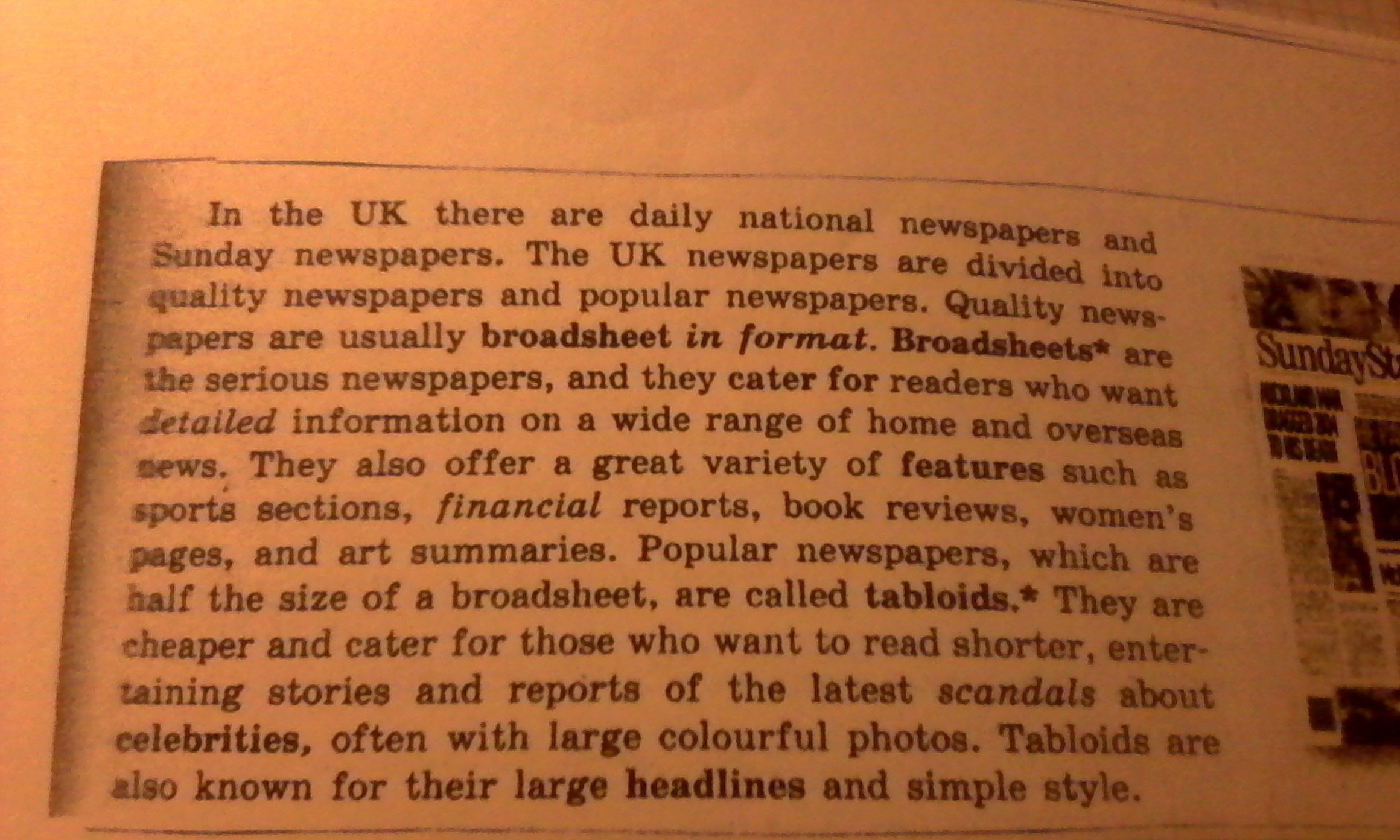 National Daily and Sunday papers. How many Daily National newspapers are there. Large serious newspapers Noun.