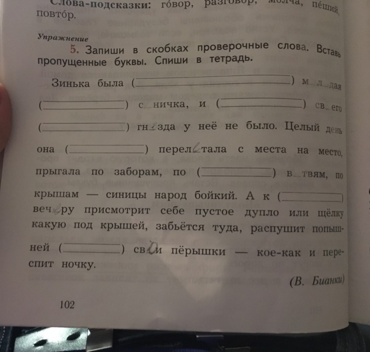 Запиши в скобках проверочные слова вставь буквы