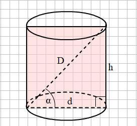Диагональ осевого сечения цилиндра 13 см