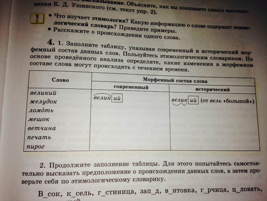 Заполните таблицу примерами рассуждая по образцу слово дочь