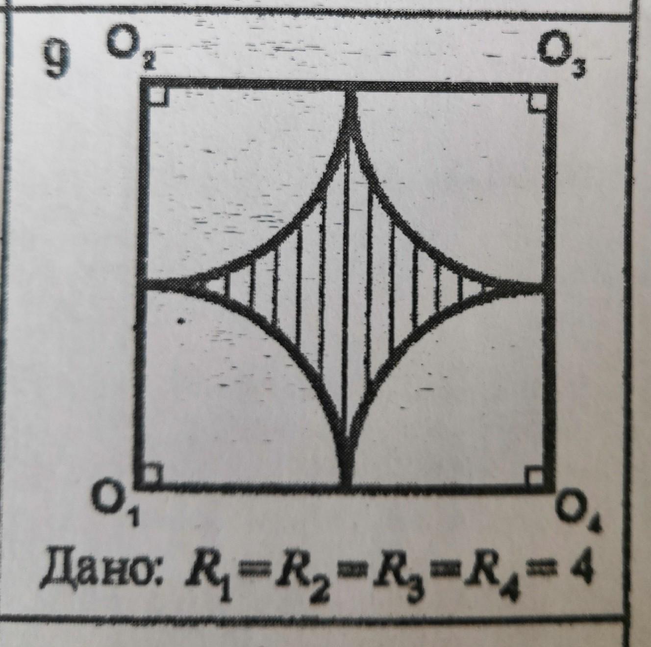 По данным рисунка найдите площадь заштрихованной фигуры