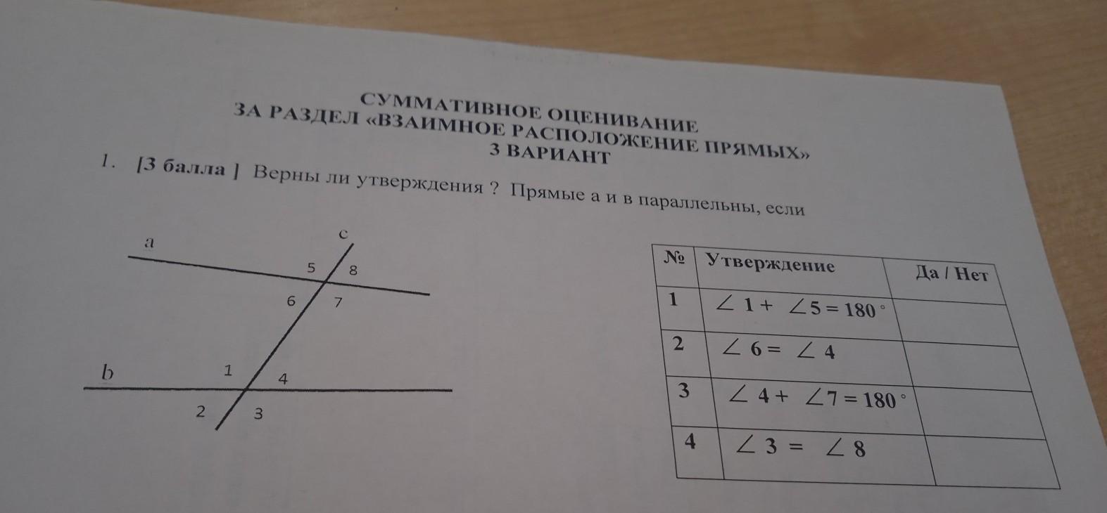 Верно ли утверждение если две прямые параллельны