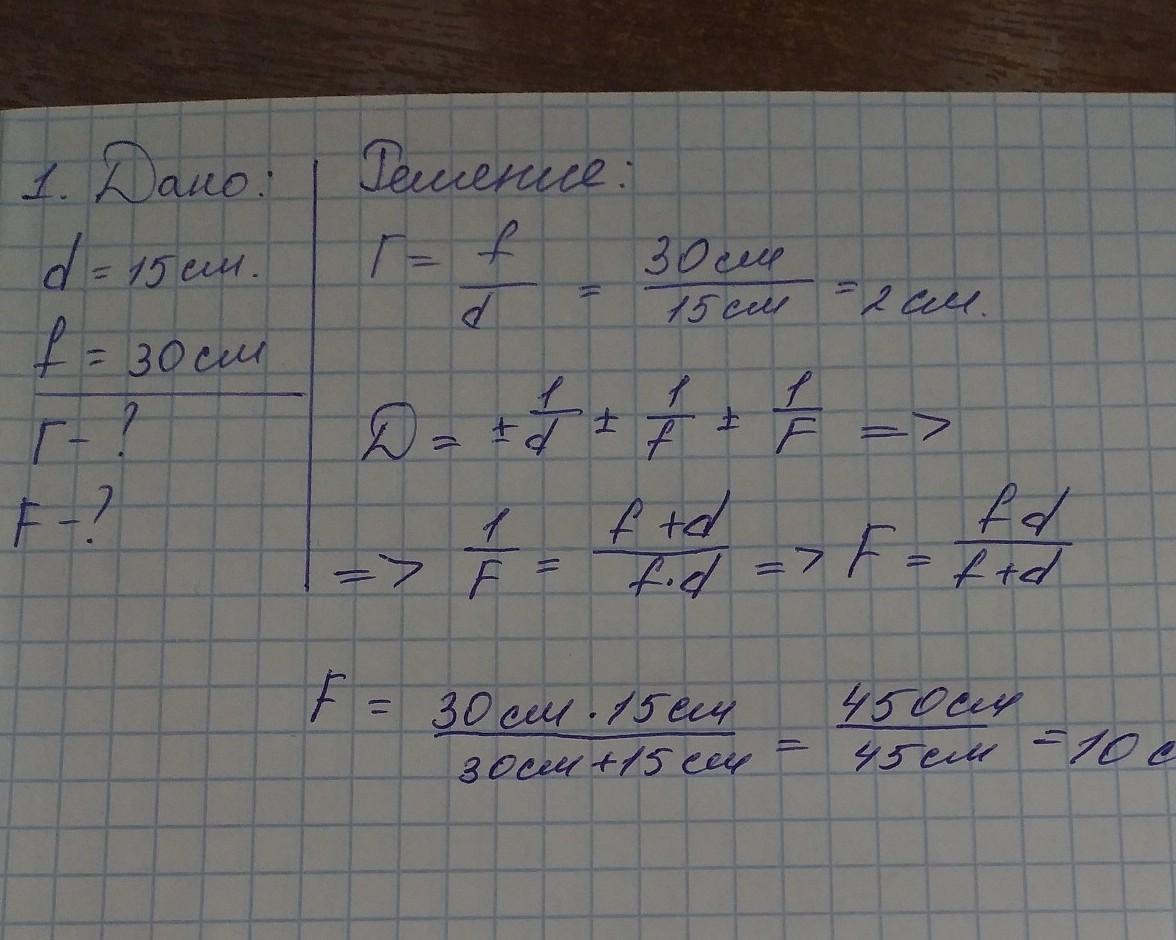 Изображение предмета помещенного перед собирающей линзой на расстоянии 15