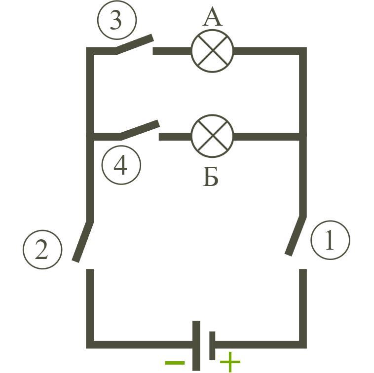 Какая из ламп на схеме после замыкания ключа загорится позже всех