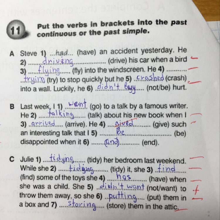 She me the book yesterday. Put the verbs in Brackets into the past Continuous. Put the verbs in Brackets into the past Continuous or the past simple Steve had an. He Washed his car yesterday.